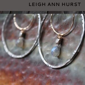 Elegant Silver & Gold Hoop Earrings with Labrodorite